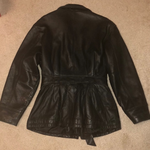 Relativity Vegan Leather Chocolate Brown Full Sip Coat with Waist Tie Size M - Picture 6 of 7